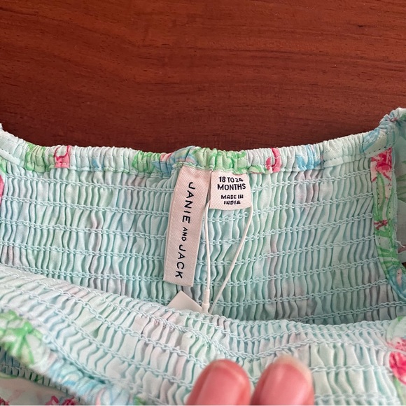 Janie and Jack • Tropical Leaf Flamingo Print Dress with bloomers • 18 to 24 M - Picture 3 of 7